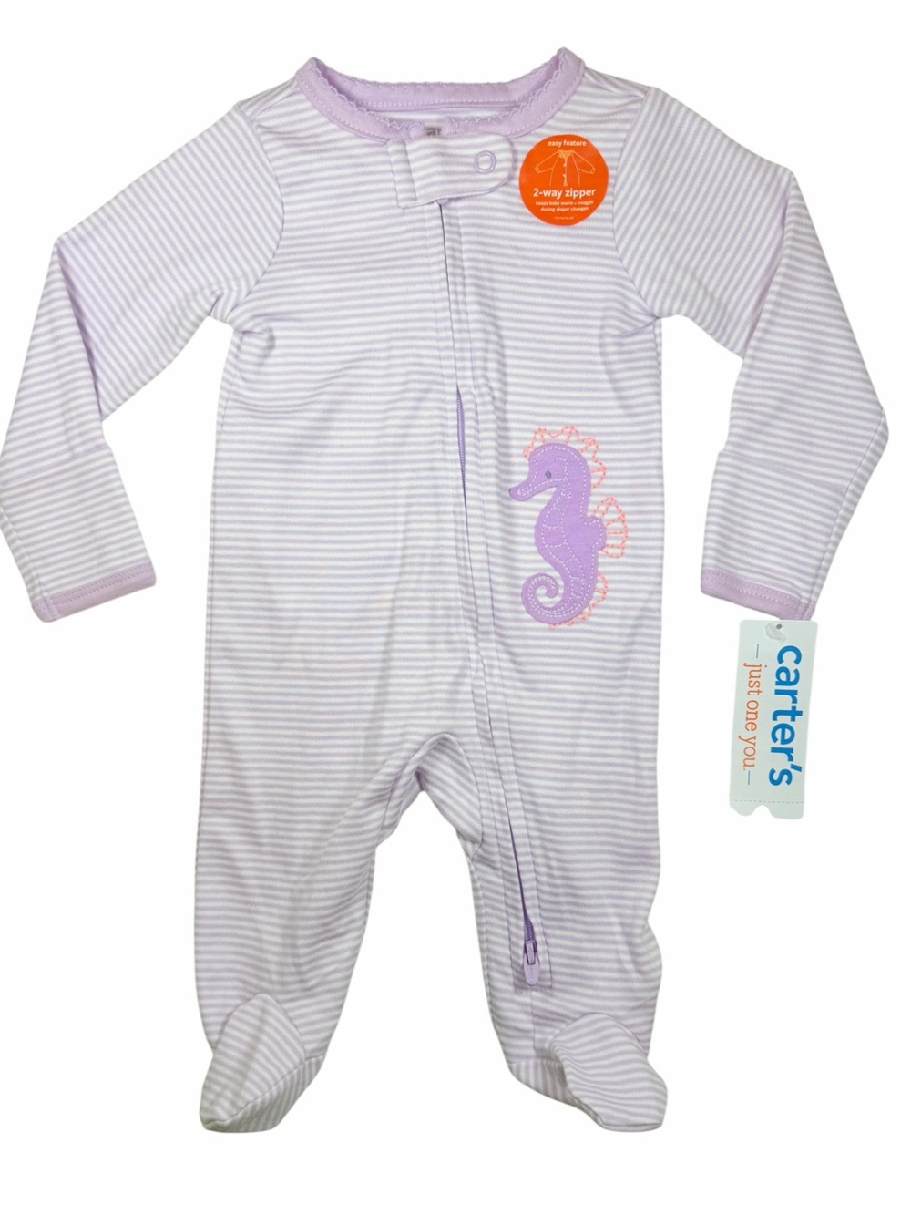 Carter’s Purple Seahorse Footie Sleeper NB NWT
